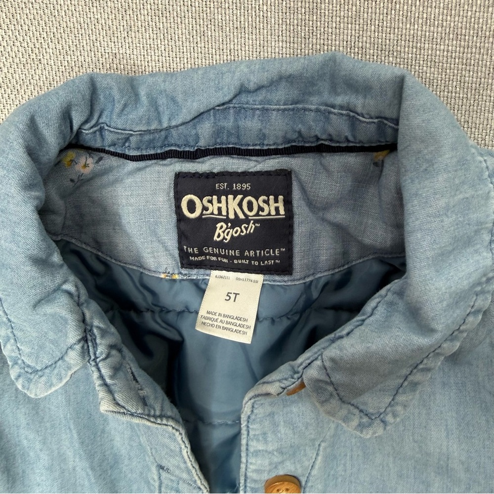 OshKosh B'gosh Light Blue Ruffle Girls Chambray Jacket Size 5T - Picture 3 of 4